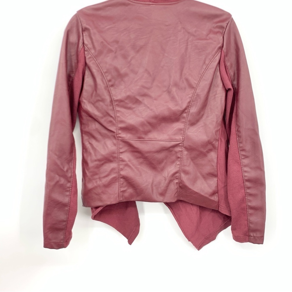 Blank NYC Women Size Small Jacket Motto Side Zip Drape Red Faux Leather Cotton - Picture 6 of 9